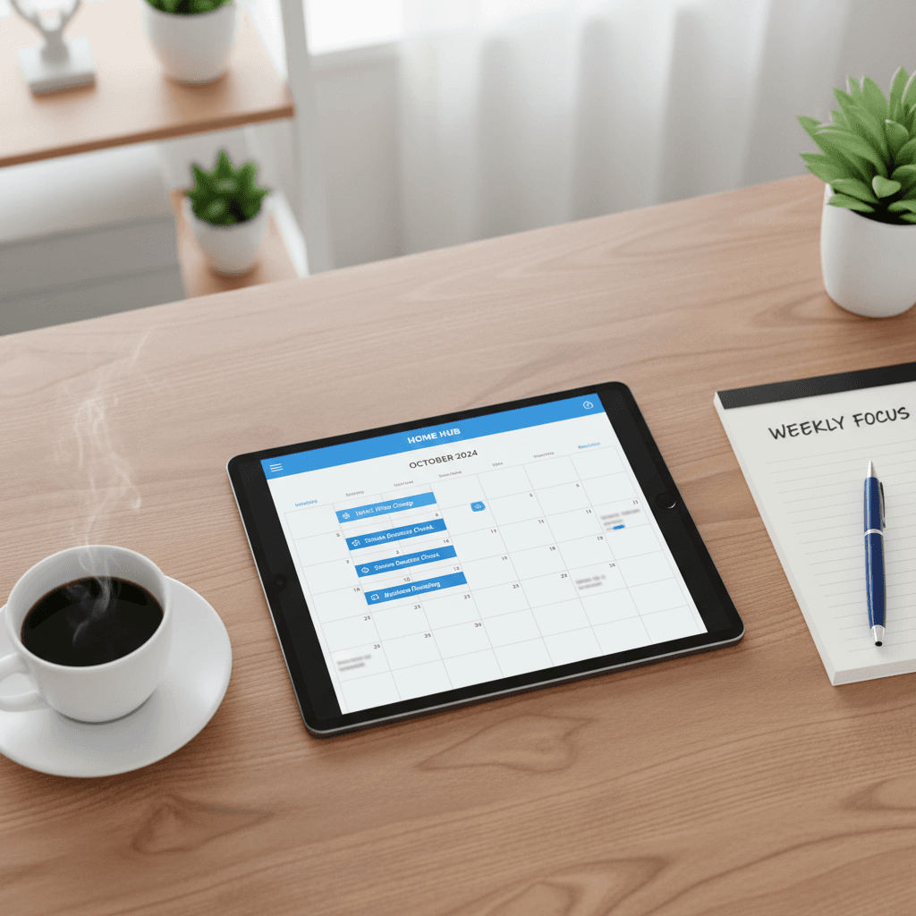 Digital scheduling system showing organized monthly home maintenance plan