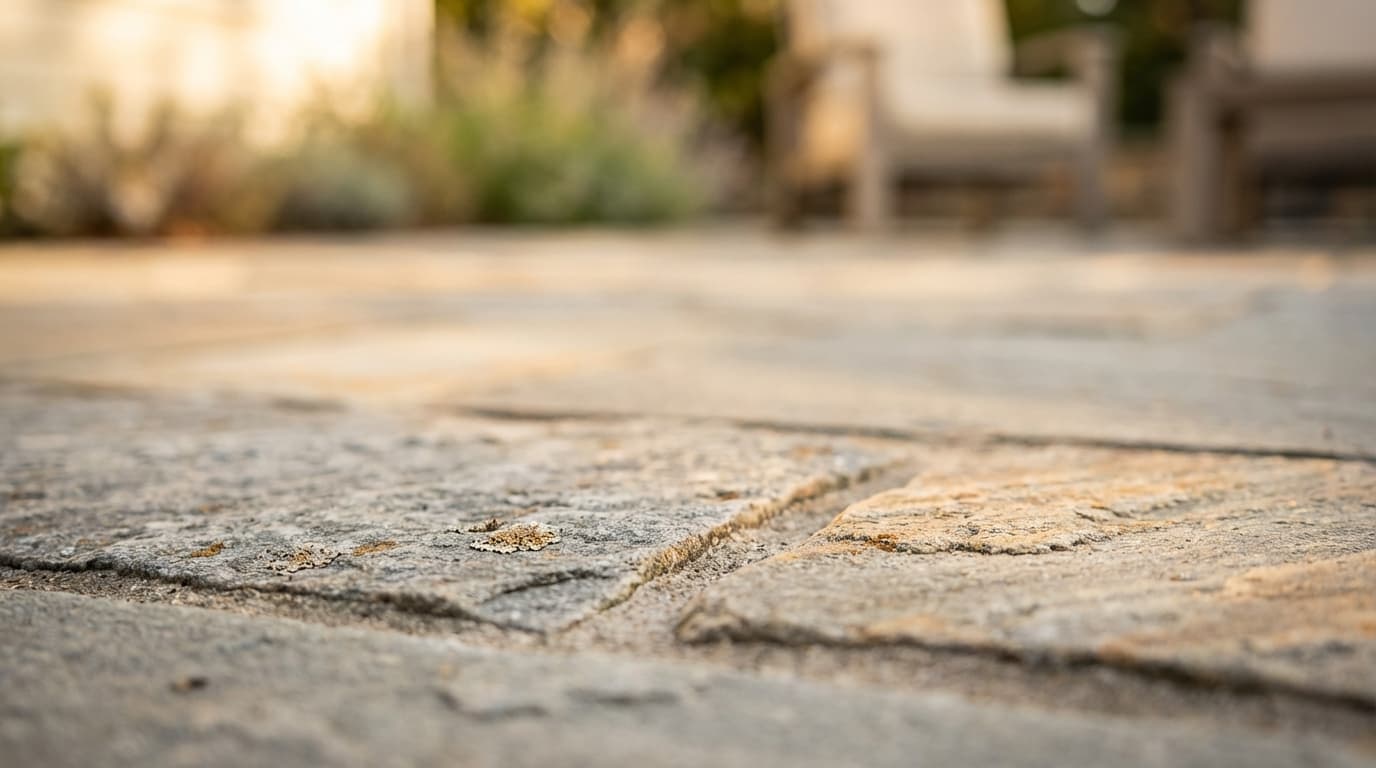 Completed patio pressure washing and sealing service