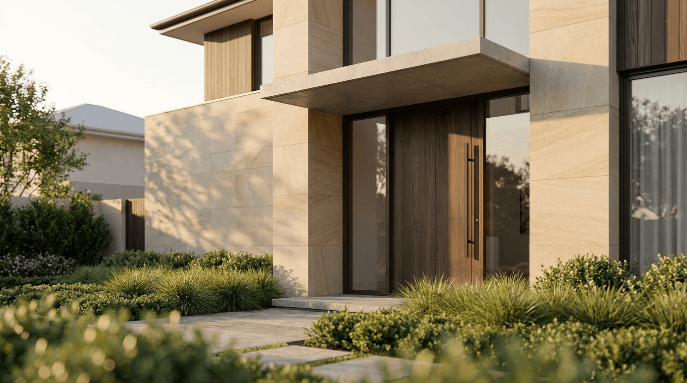 Homeowner standing in front of their well-maintained Rockville home with professional landscaping